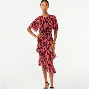 Scoop Women's Tiered Ruffle Dress with Flutter Sleeves Size S